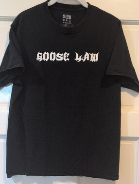 Goose Law Black Short Sleeve Graphic Tee Front And Back Print See Description
